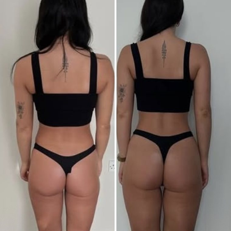 Antes y después de Paula, clienta de GlowFit, vista de espalda